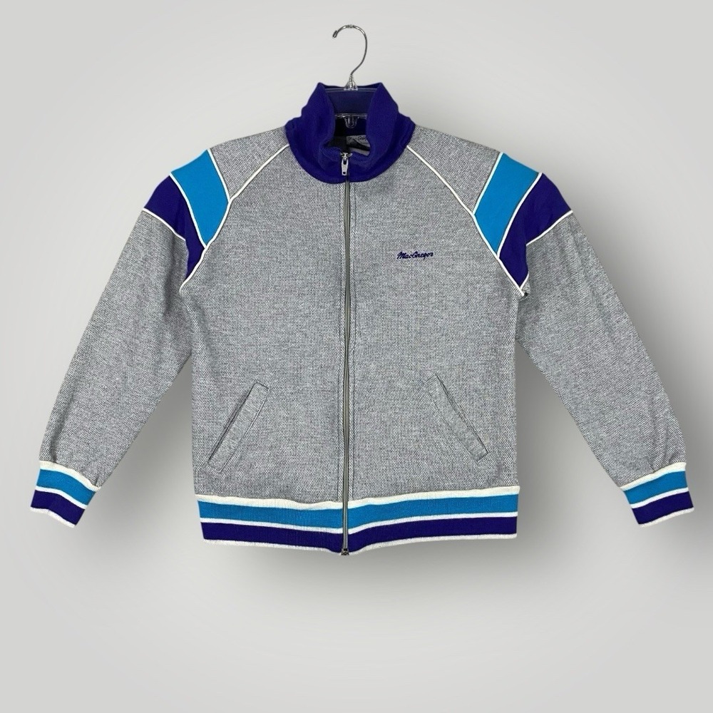 Vintage McGregor Sweatshirt‎ Women's Med Tri-Color Colorblock Gray Blue Purple